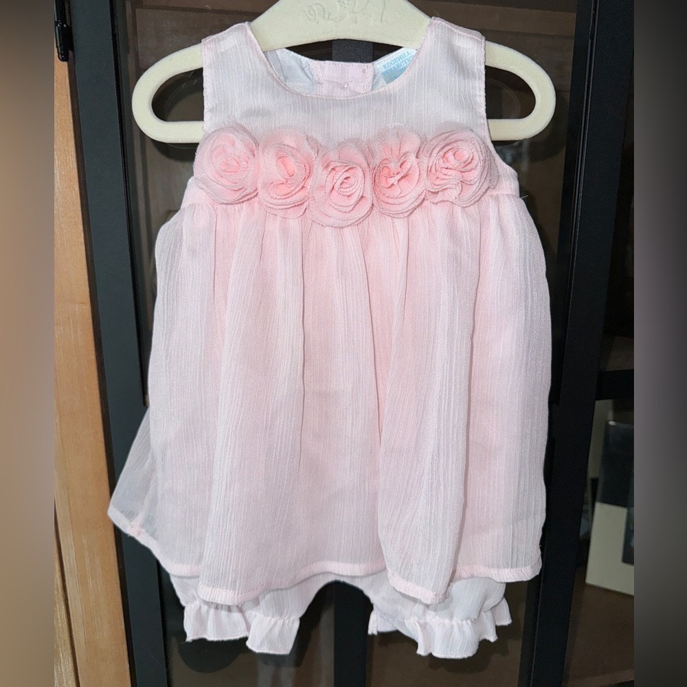 Edgehill collection baby girl romper roses rosettes dress blush bows heirloom